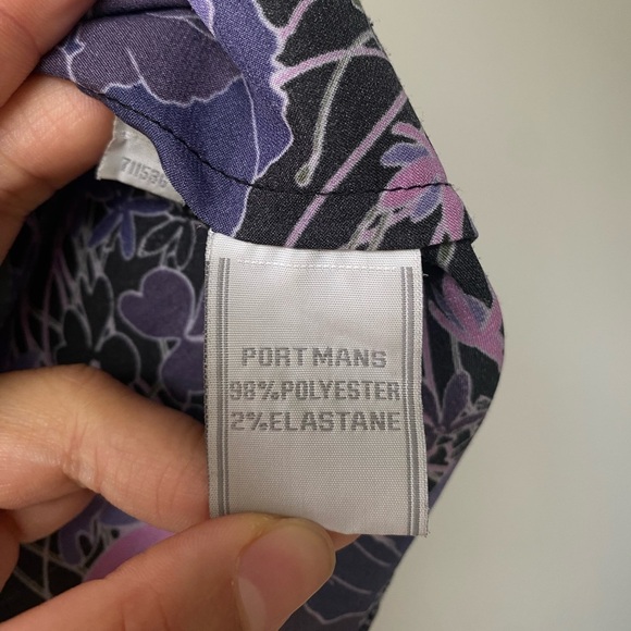 Portmans Black & Purple Butterfly Sleeves Shirring Bust Tank Size 10 - Picture 8 of 13